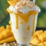 Summer Mango Coconut Float Milkshake in glass