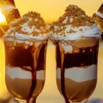 Real Summer Sunset Smores Shake with whipped cream and toasted marshmallows