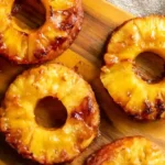 Sweet potato pineapple donut rings recipe with caramelized pineapple tops