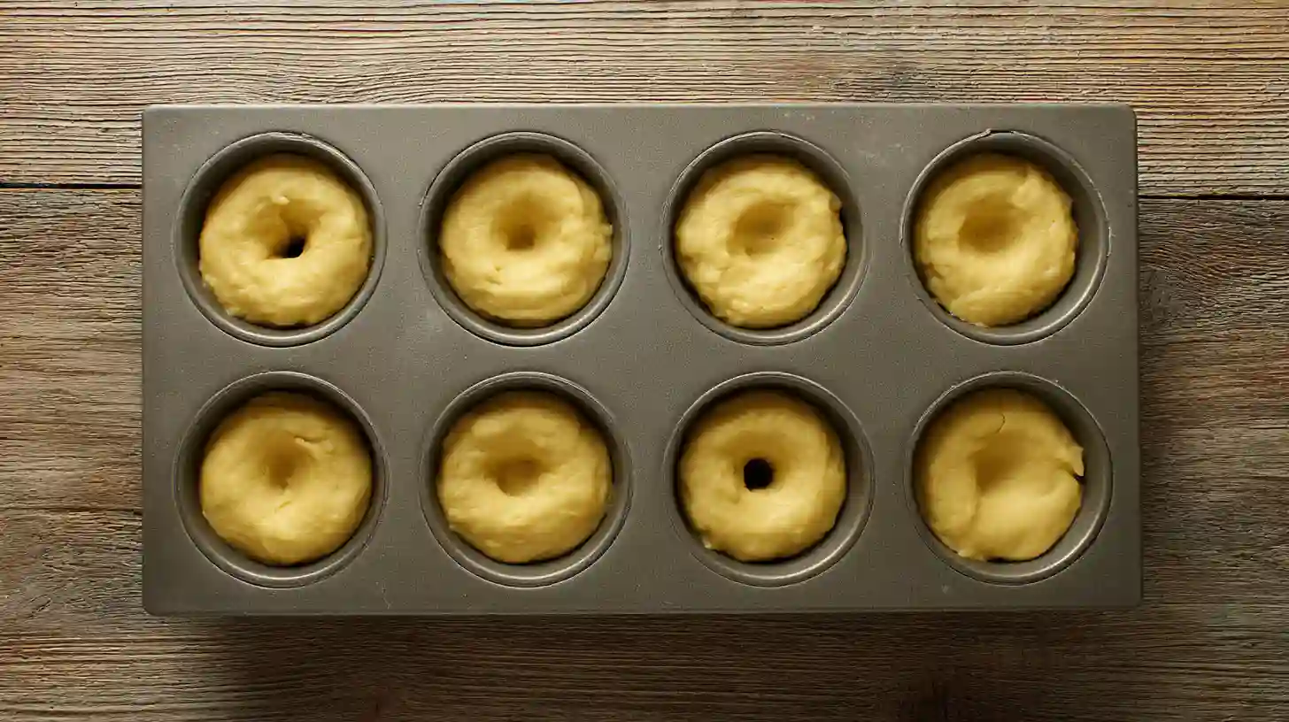 sweet-potato-pineapple-upside-donut-rings-step2 Sweet Potato Pineapple Upside Donut Rings batter in baking pan