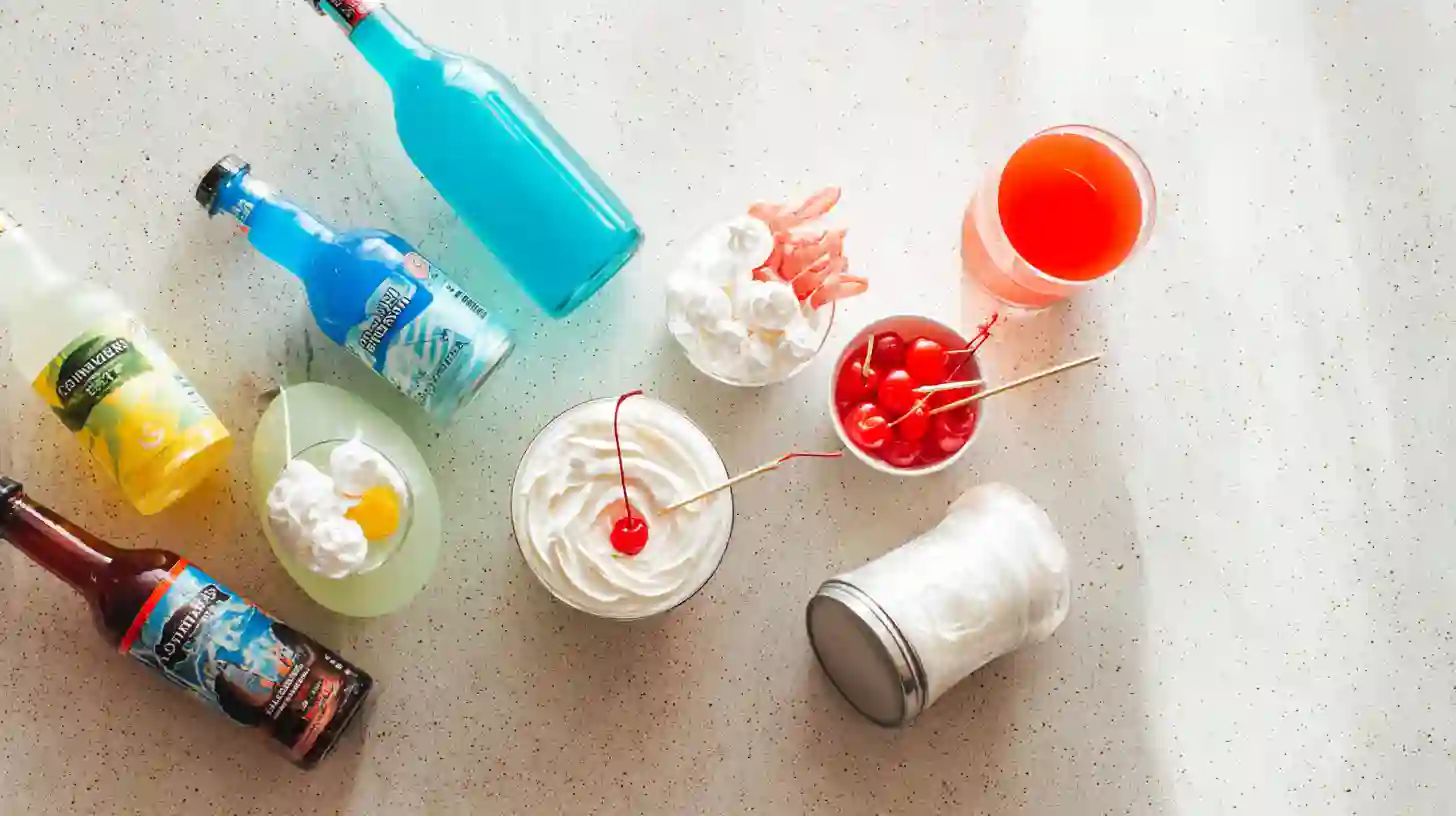 twister-in-a-cup-cocktail-ingredients Twister in a Cup Cocktail ingredients on a counter