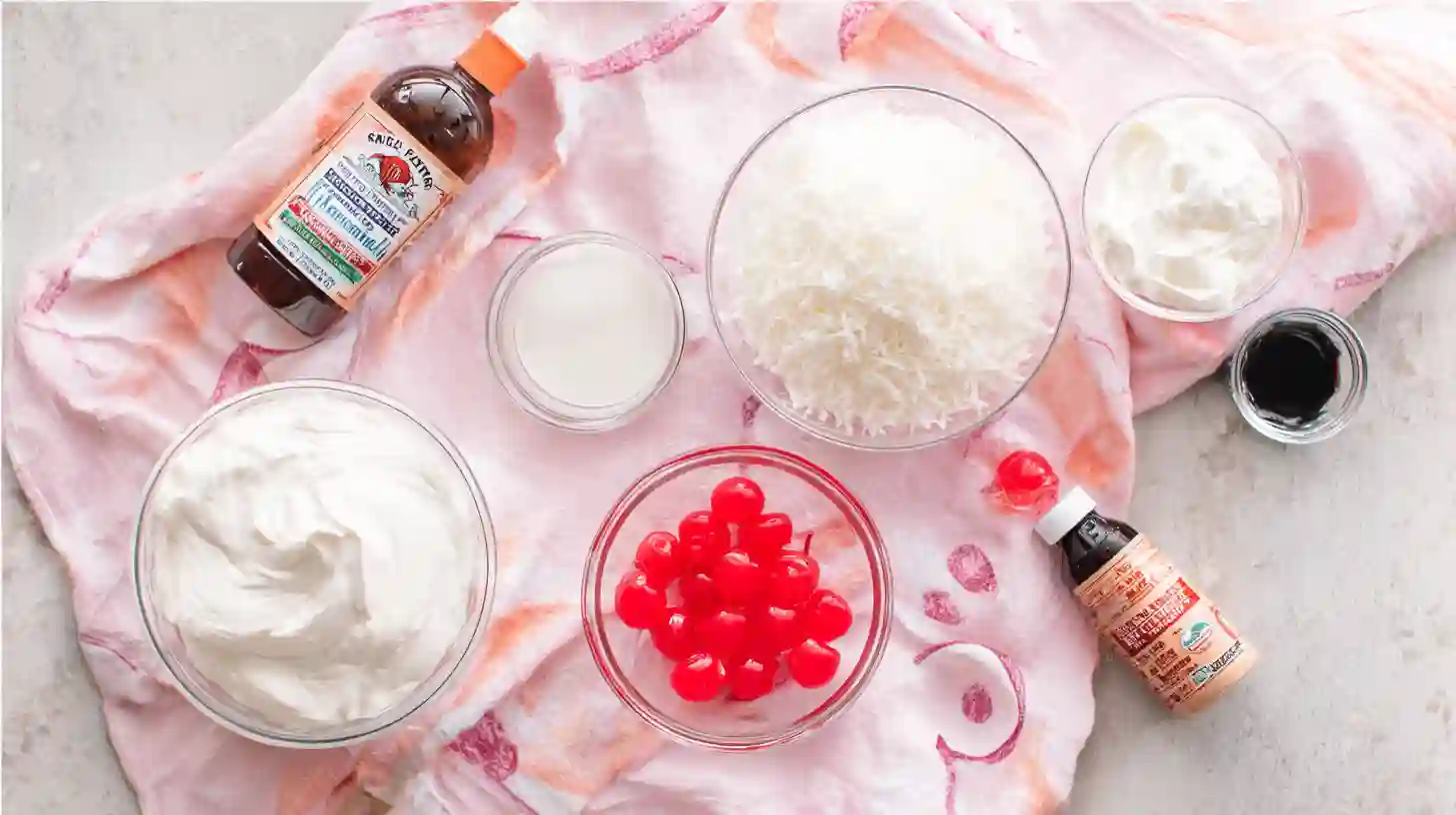 bahama-mama-ice-cream-Recipe-ingredients Ingredients for Bahama Mama Ice Cream Recipe including coconut and cherries.low carb ice cream alternatives