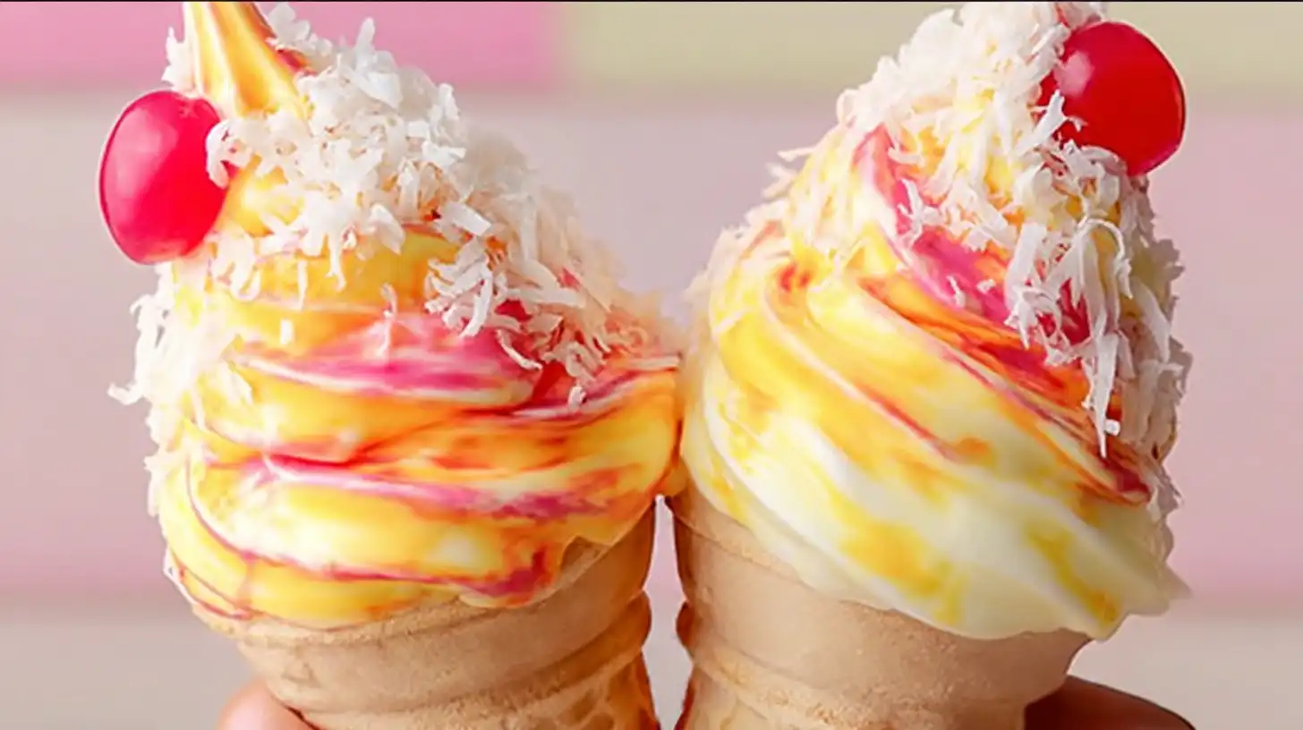 bahama-mama-ice-cream-Recipe-serving Serving Bahama Mama Ice Cream with coconut and cherry topping.low carb ice cream alternatives