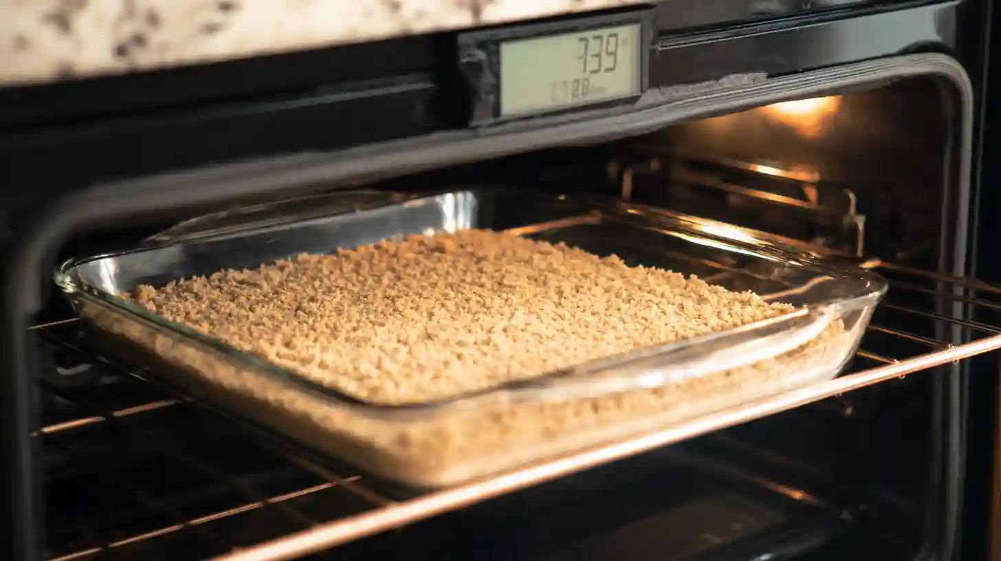 bake-crust-healthy-no-bake-layered-dessert-step2 Baking healthy graham crust for no-bake layered dessert at 350°F