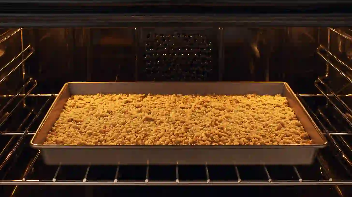 baking-pecan-crust-healthy-dessert Baking graham and pecan crust at 350°F for healthy layered dessert