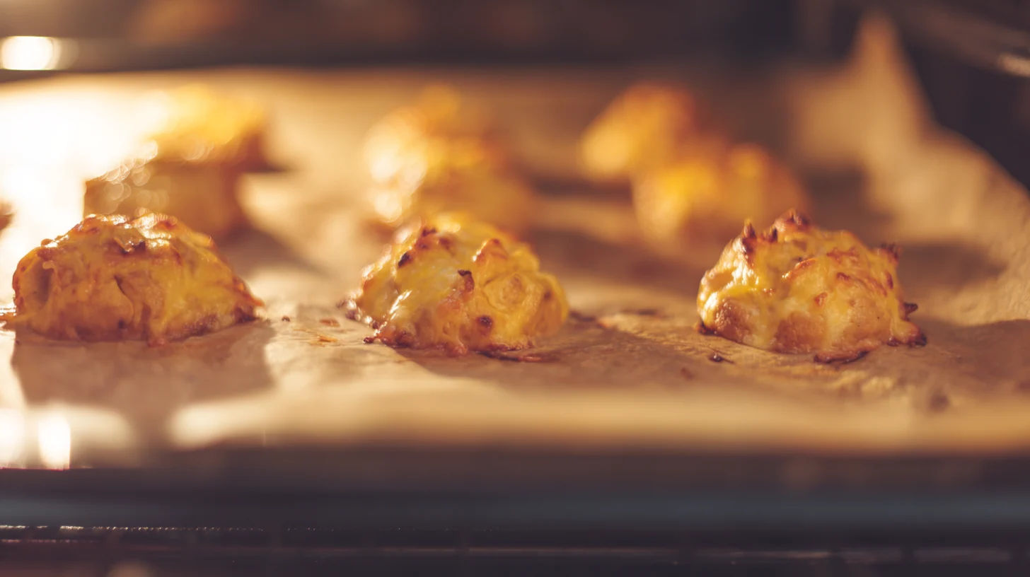 baking-rotel-Spiced-ausage-and-cream-cheese-bite Rotel Spiced Sausage and Cream Cheese Bites baking until golden and crisp
