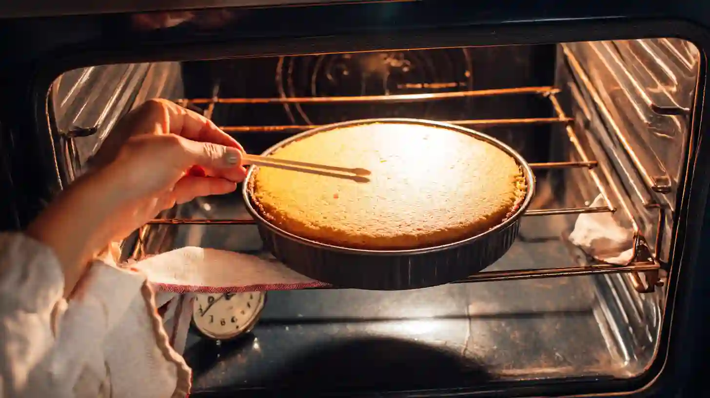 baking-sweet-potato-cake-toothpick-test Toothpick test for easy gluten-free cake baking with natural sugar alternatives