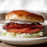 Served BBQ Bacon Ranch BLT sandwich with ranch and BBQ sauce – easy grilled sandwich idea and high-protein lunch recipe