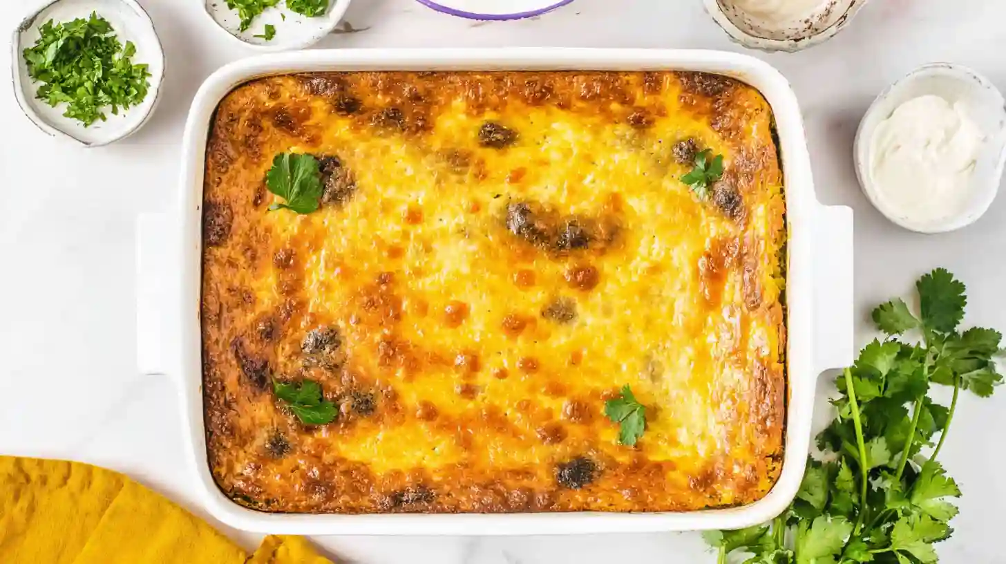 Best chile relleno casserole recipe with roasted poblano peppers, eggs, and cheese – high AdSense baked Mexican dish