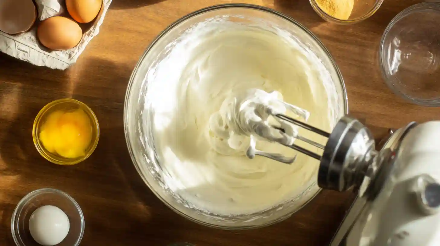 blending-cream-cheese-filling-cinnamon-roll-cheesecake Blending cream cheese, cinnamon, and vanilla for cinnamon roll honeybun cheesecake filling