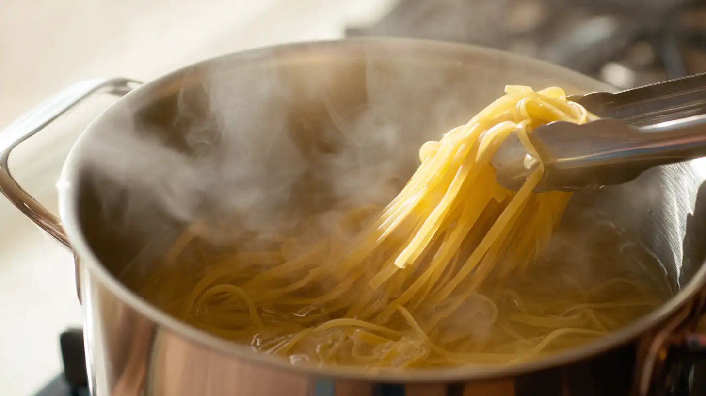 boiling-linguine-for-velveeta-cheese-pasta Boiling linguine pasta for creamy Velveeta cheese pasta dishes and quick weeknight meals