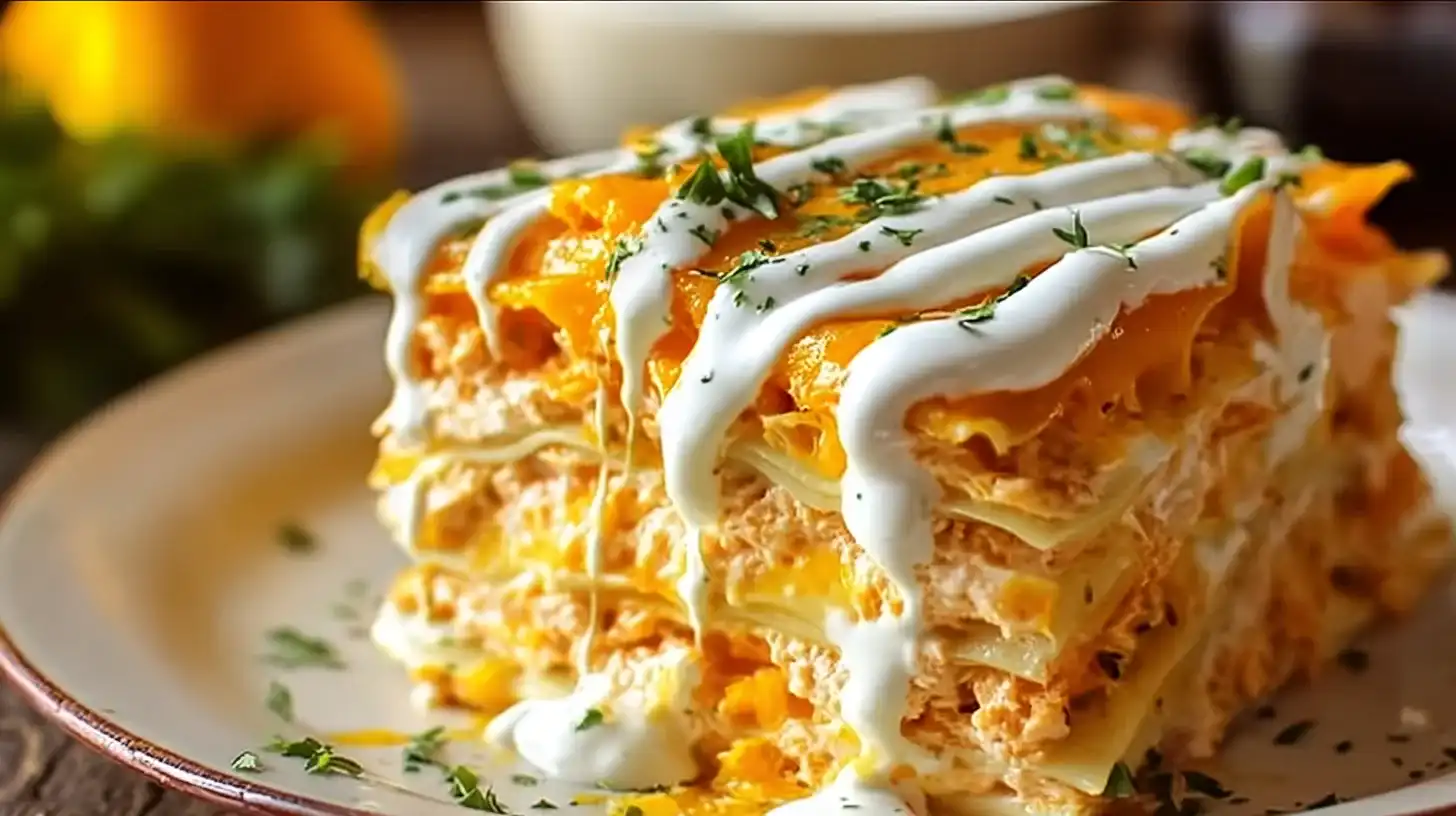 Buffalo Chicken Lasagna with a Ranch Twist Recipe
