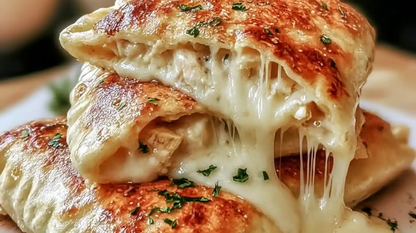 Air Fryer Chicken Alfredo Calzones Recipe – Crispy, Creamy