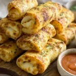 cheesy garlic butter rollups recipe stacked with dips