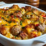 Cheesy Ranch Potatoes and Sausage fresh out of the oven