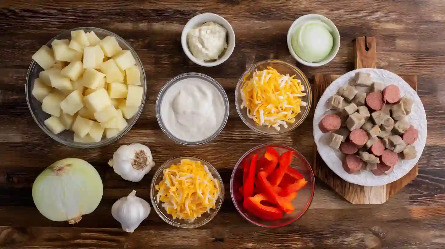 cheesy-ranch-potatoes-and-sausage-ingredients Ingredients for Cheesy Ranch Potatoes and Sausage