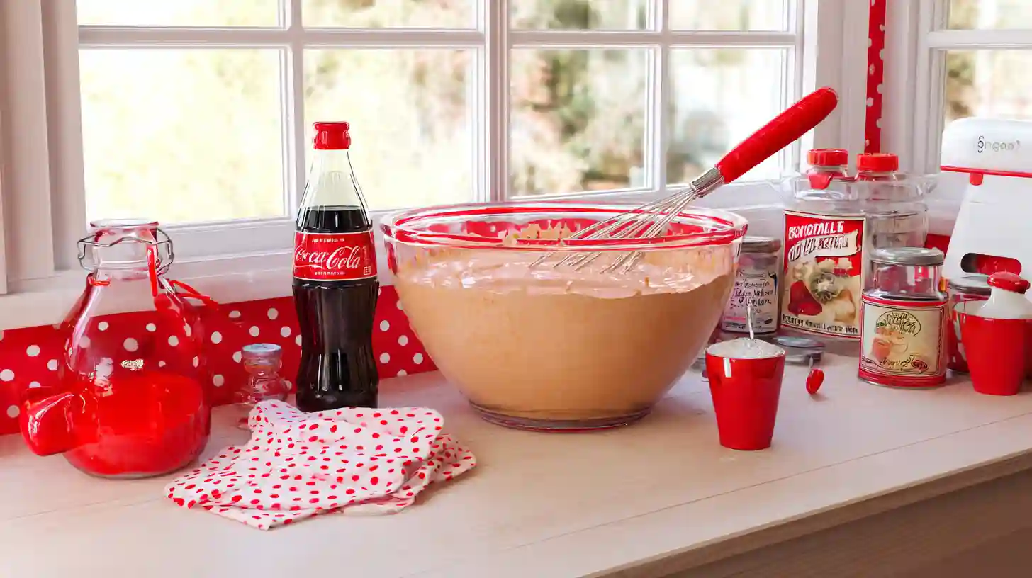 cherry-coke-ice-cream-base-mixture mixing cherry Coke ice cream base with condensed milk for summer desserts