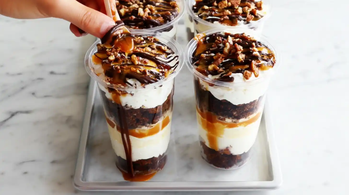 chill-loaded-brownie-cheesecake-cups-step5 Loaded Brownie Cheesecake Cups chilling in fridge for best no bake dessert flavor