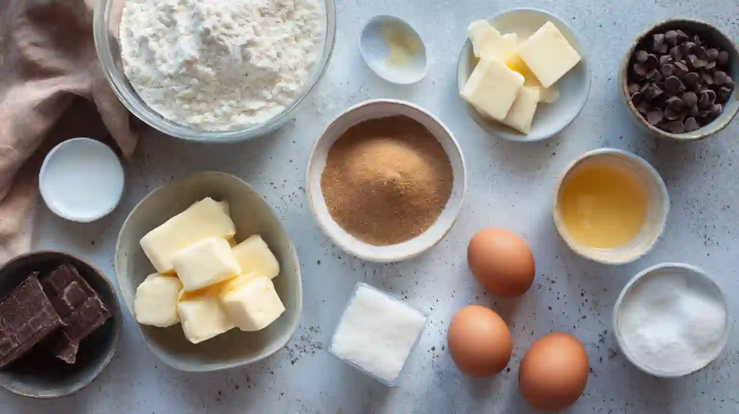 chocolate-chip-cookie-dough-twists-ingredients Ingredients for Chocolate Chip Cookie Dough Twists.meal prep recipes for beginners