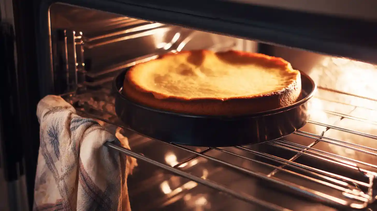 cool-cheesecake-in-oven Cheesecake cooling in oven with door ajar