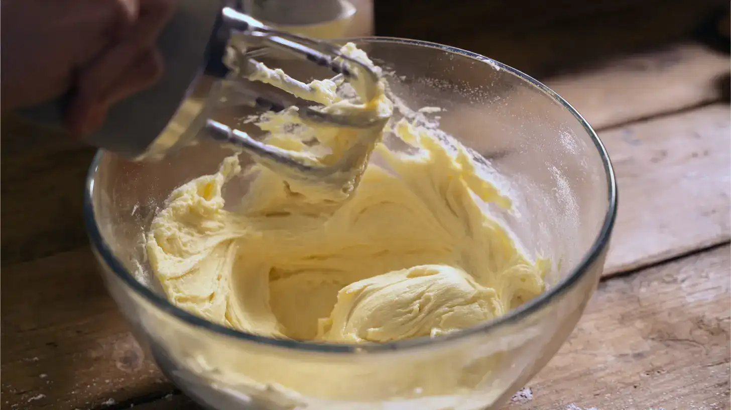 cream-butter-sugar-chocolate-graham Creaming butter and sugar in a mixing bowl