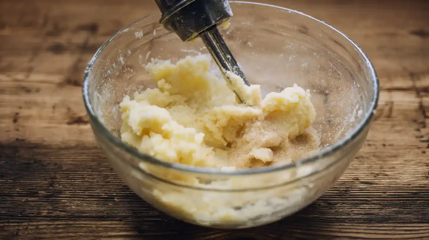 creaming-butter-sugar-cookie-dough Creaming butter and sugars for White Chocolate Cranberry Pistachio Cookies