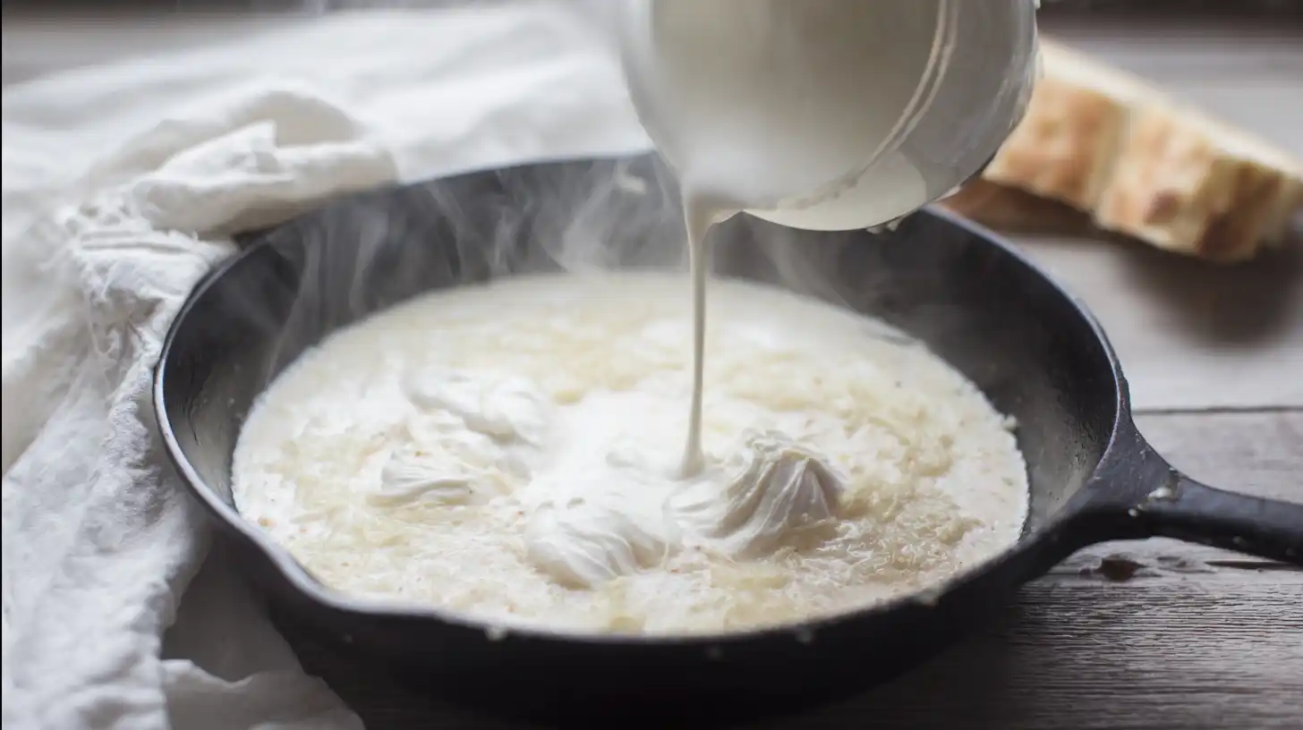 creamy-mozzarella-cajun-sauce-step5 Melting mozzarella and cheeses into creamy garlic Cajun sauce