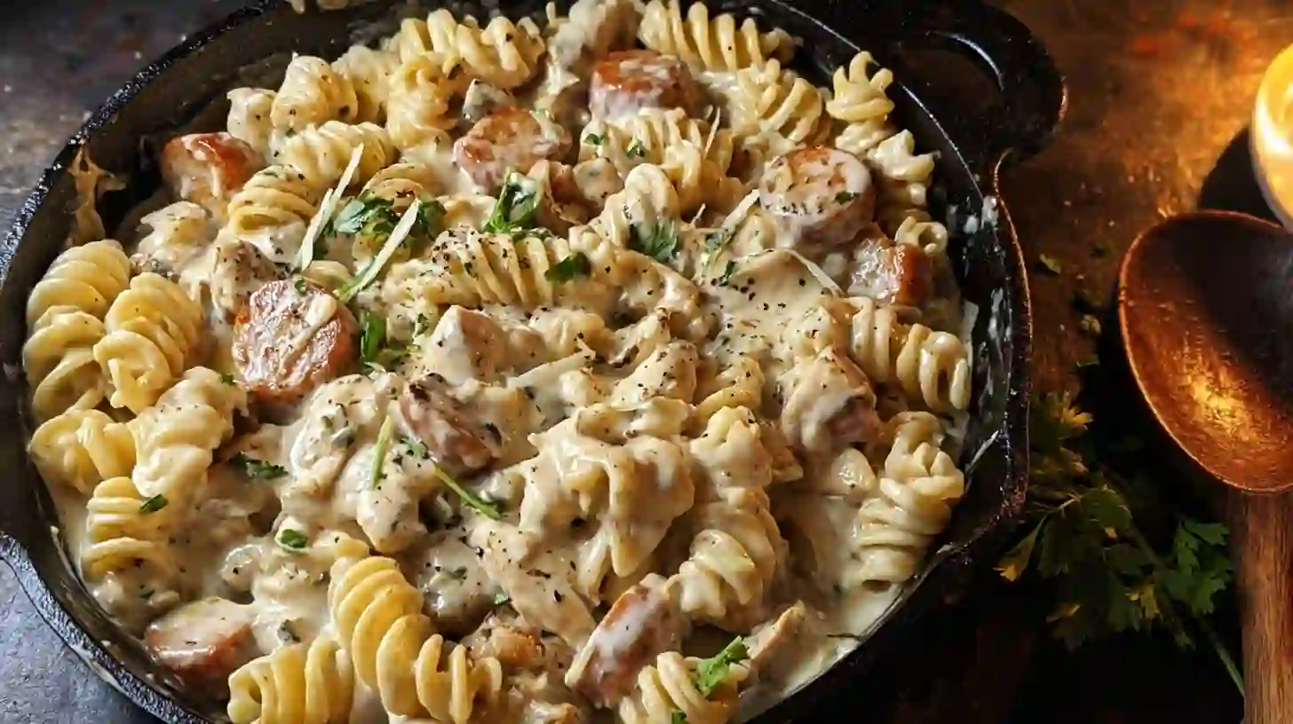 Creamy Pepper Jack Chicken and Sausage Pasta – Easy