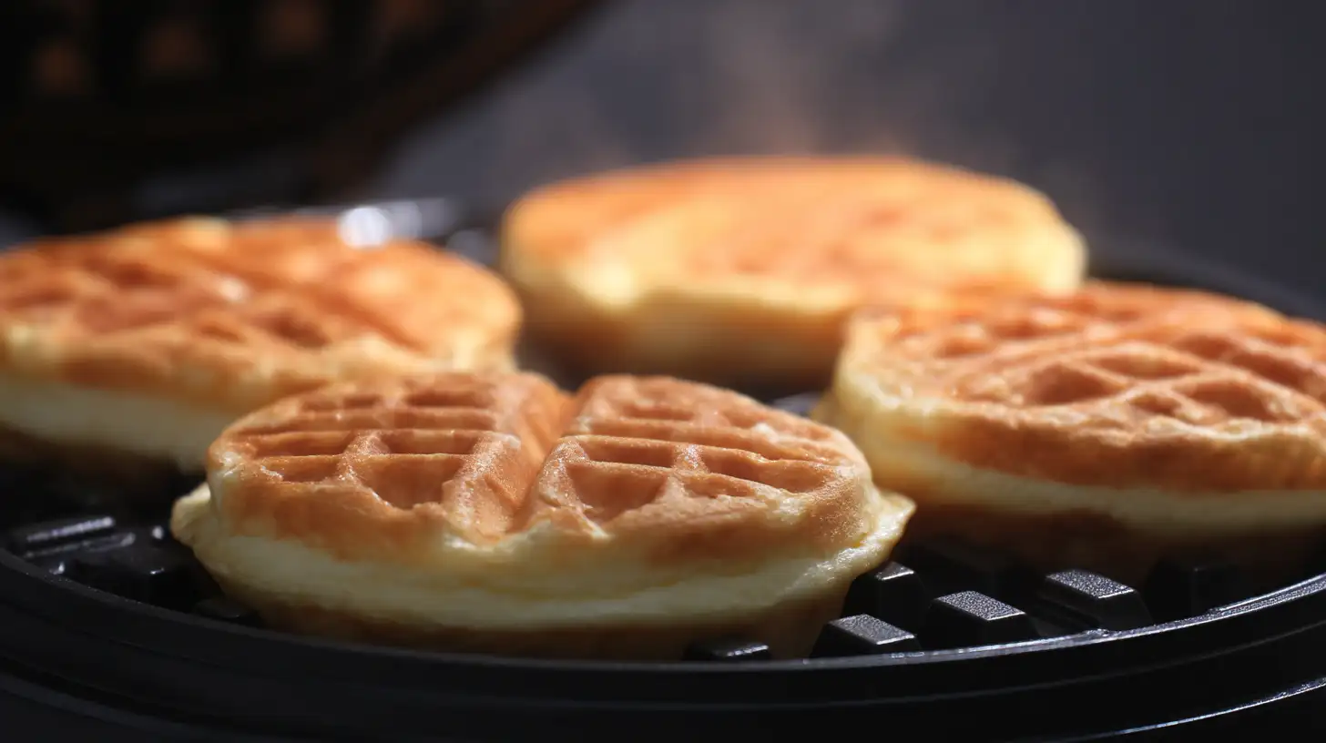 crispy-cheesecake-croffles-cooking-step3 Crispy Cheesecake Cookie Croffles cooking in waffle iron – best waffle iron for crispy croffles, viral croffle recipe, quick cheesecake-filled snacks