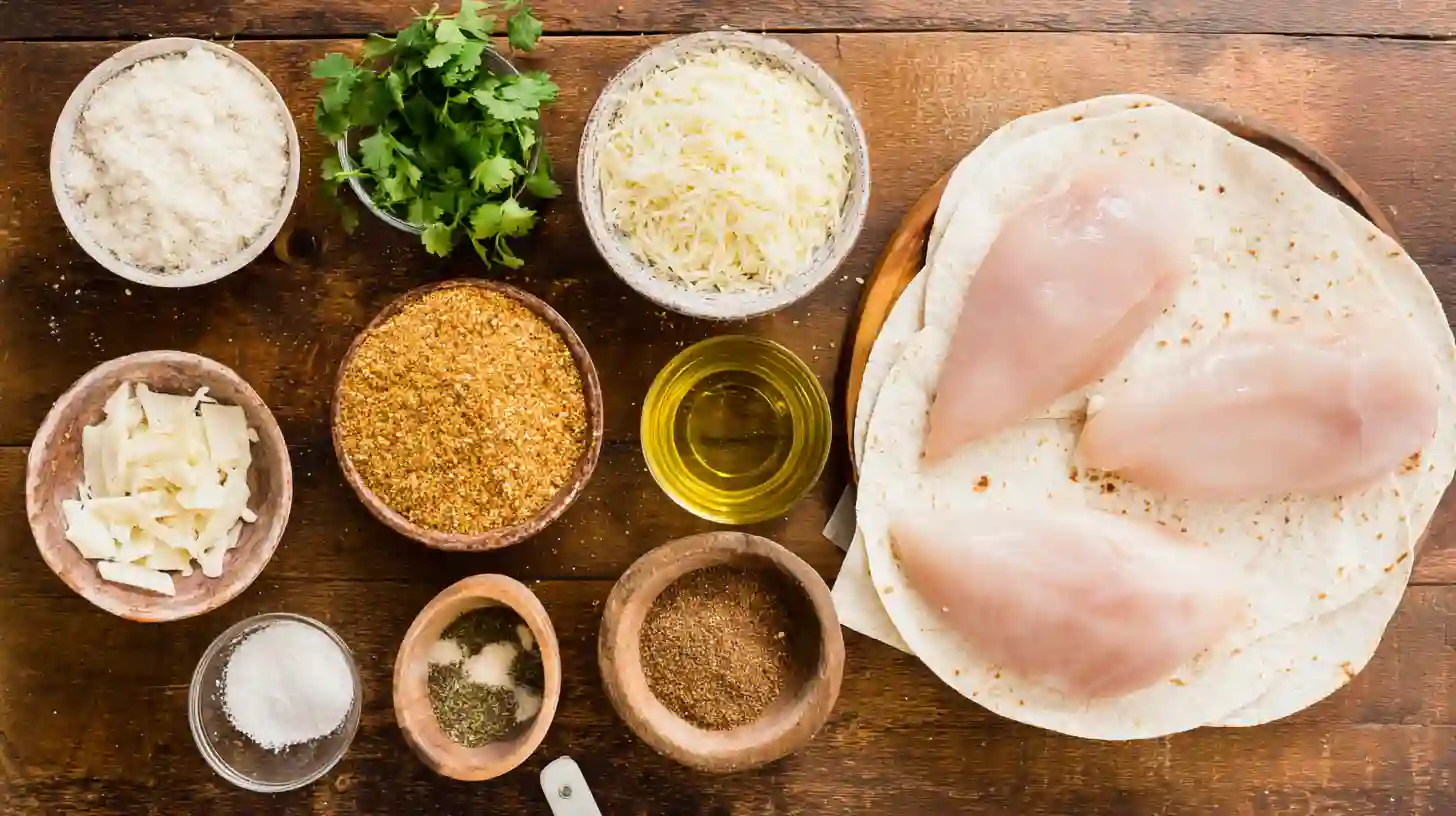 crispy-parmesan-garlic-chicken-burrito-Recipe-ingredients Ingredients for crispy parmesan garlic chicken burritos recipe for quick family dinners.family dinner ideas on a budget.