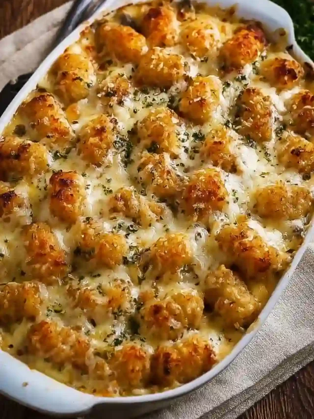 Creamy Chicken Alfredo Tater Tot Casserole