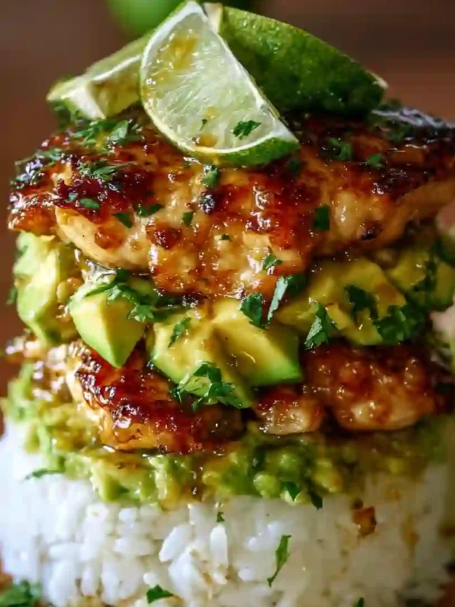 Honey Lime Chicken and Avocado Rice Stack