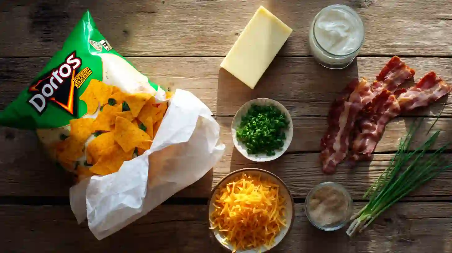 easy-cream-cheese-bacon-stuffed-doritos-ingredients Ingredients for Easy Cream Cheese Bacon Stuffed Doritos – High-Protein Party Appetizer Prep