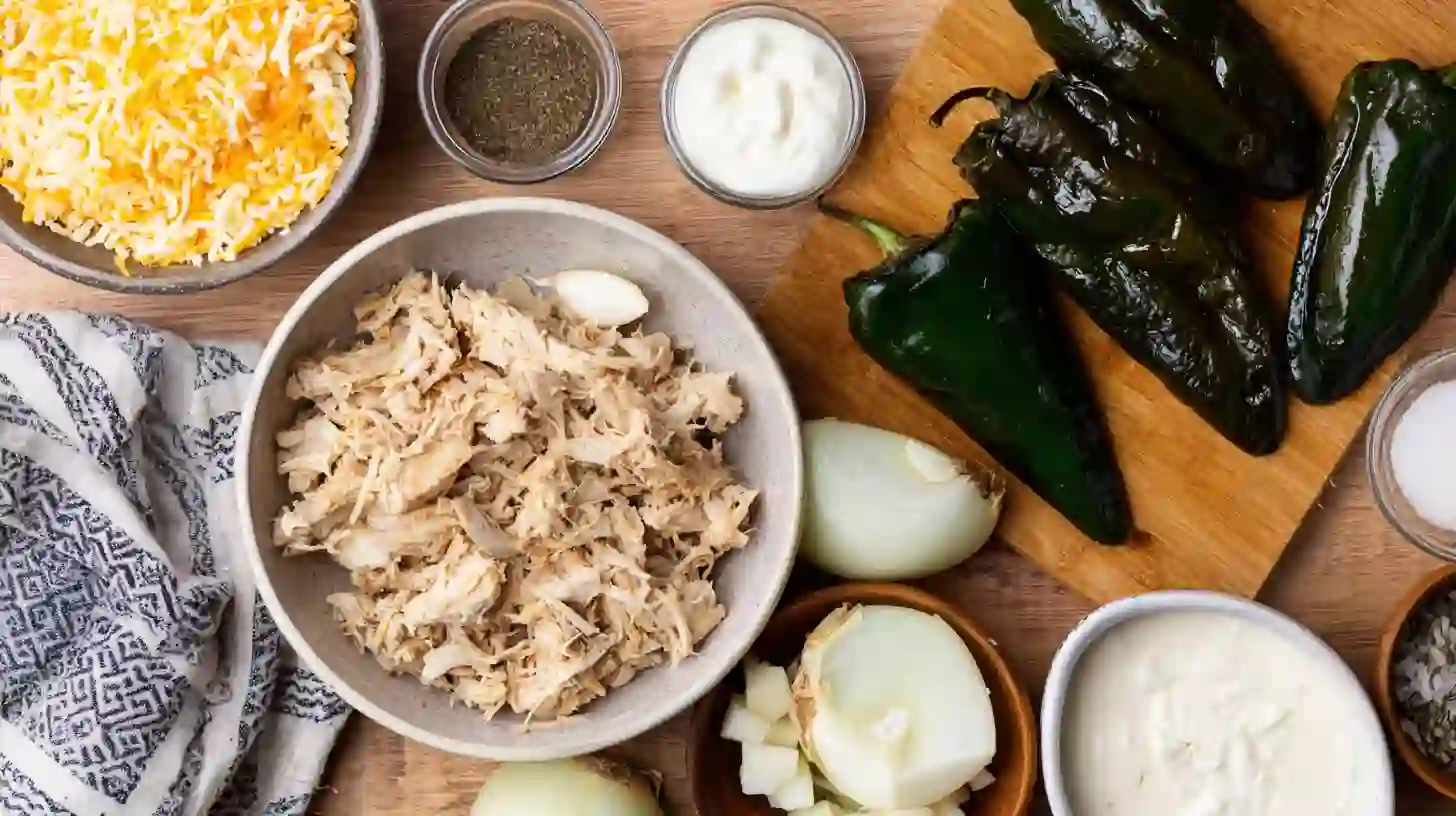 easy-creamy-poblano-chicken-rellenos-soup-ingredients Ingredients for easy creamy poblano chicken rellenos soup