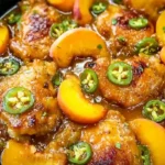Easy Jalapeño Peach Chicken Recipe in skillet