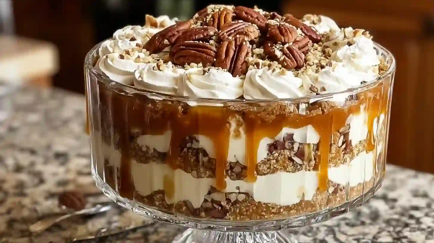 Easy Pecan Pie Cheesecake Trifle for Holiday Desserts That Wow