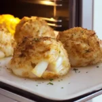 Golden Famous Crab Bombs fresh from oven – perfect for healthy seafood recipes and quick gourmet family dinners