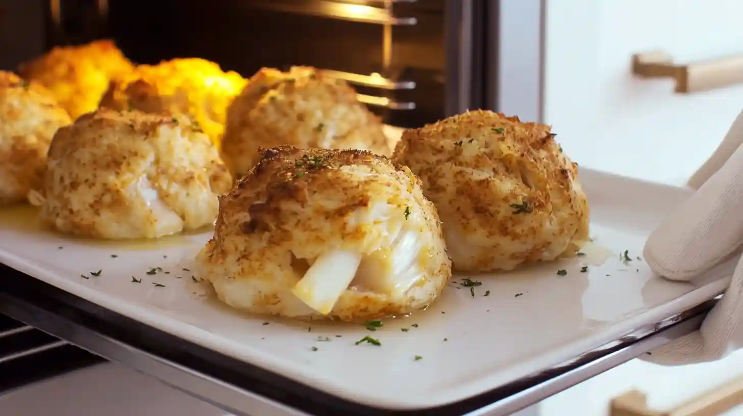 famous-crab-bombs-recipe-step-7-bake-golden Golden Famous Crab Bombs fresh from oven – perfect for healthy seafood recipes and quick gourmet family dinners