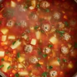 simmering Traditional Caldo de Albóndigas Recipes with vegetables and herbs
