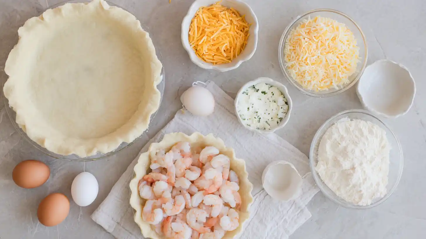 florida-shrimp-pie-Recipe-ingredients Stirring shrimp and egg mixture for pie filling Florida Shrimp Pie Recipe
