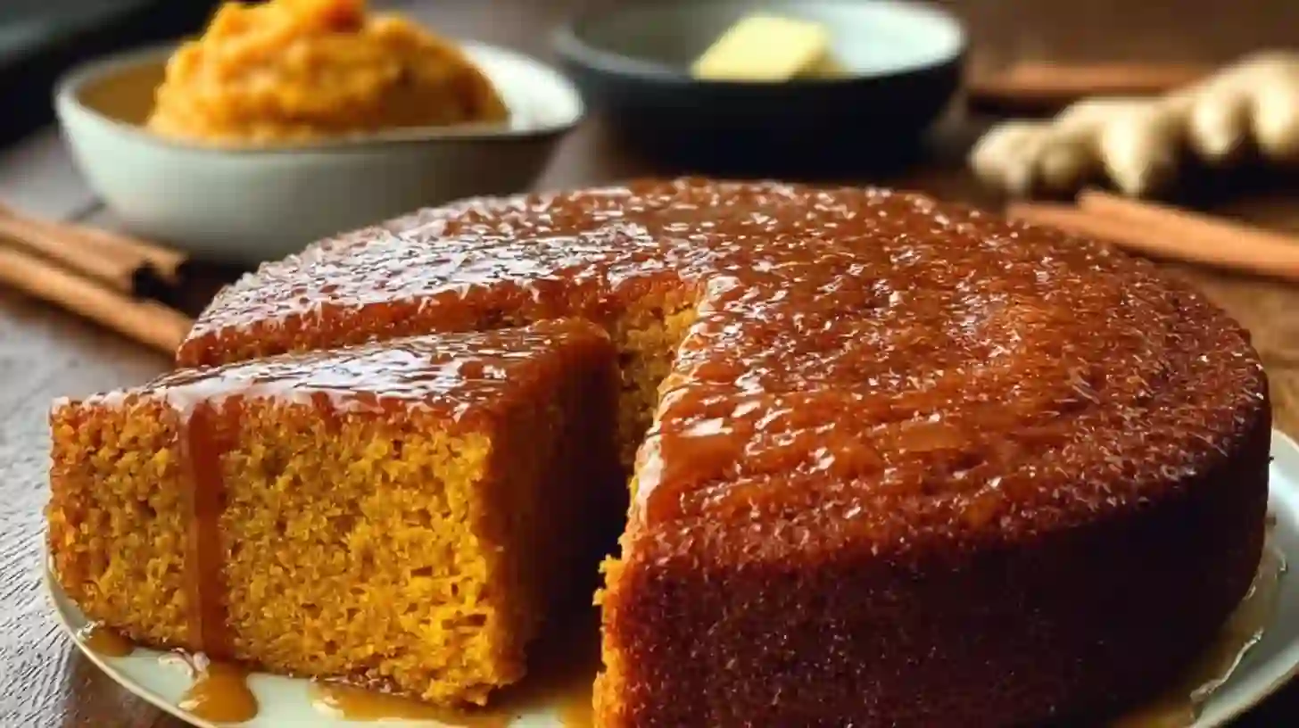 flourless-sweet-potato-ginger-cake-Serve Serve Flourless Sweet Potato Ginger Cake fresh from oven