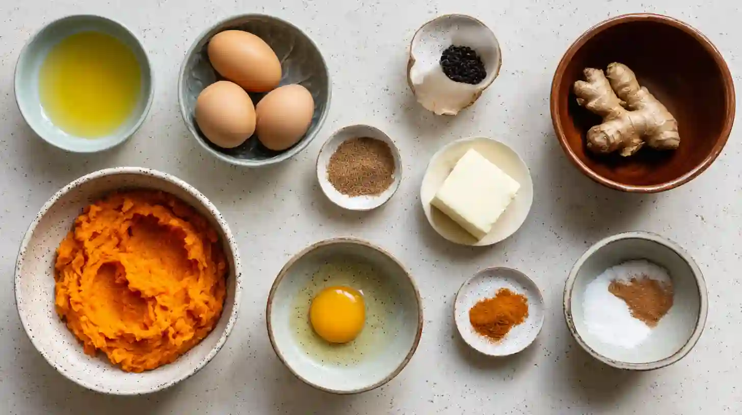 flourless-sweet-potato-ginger-cake-ingredients Ingredients for Flourless Sweet Potato Ginger Cake.Gluten-free dessert recipes