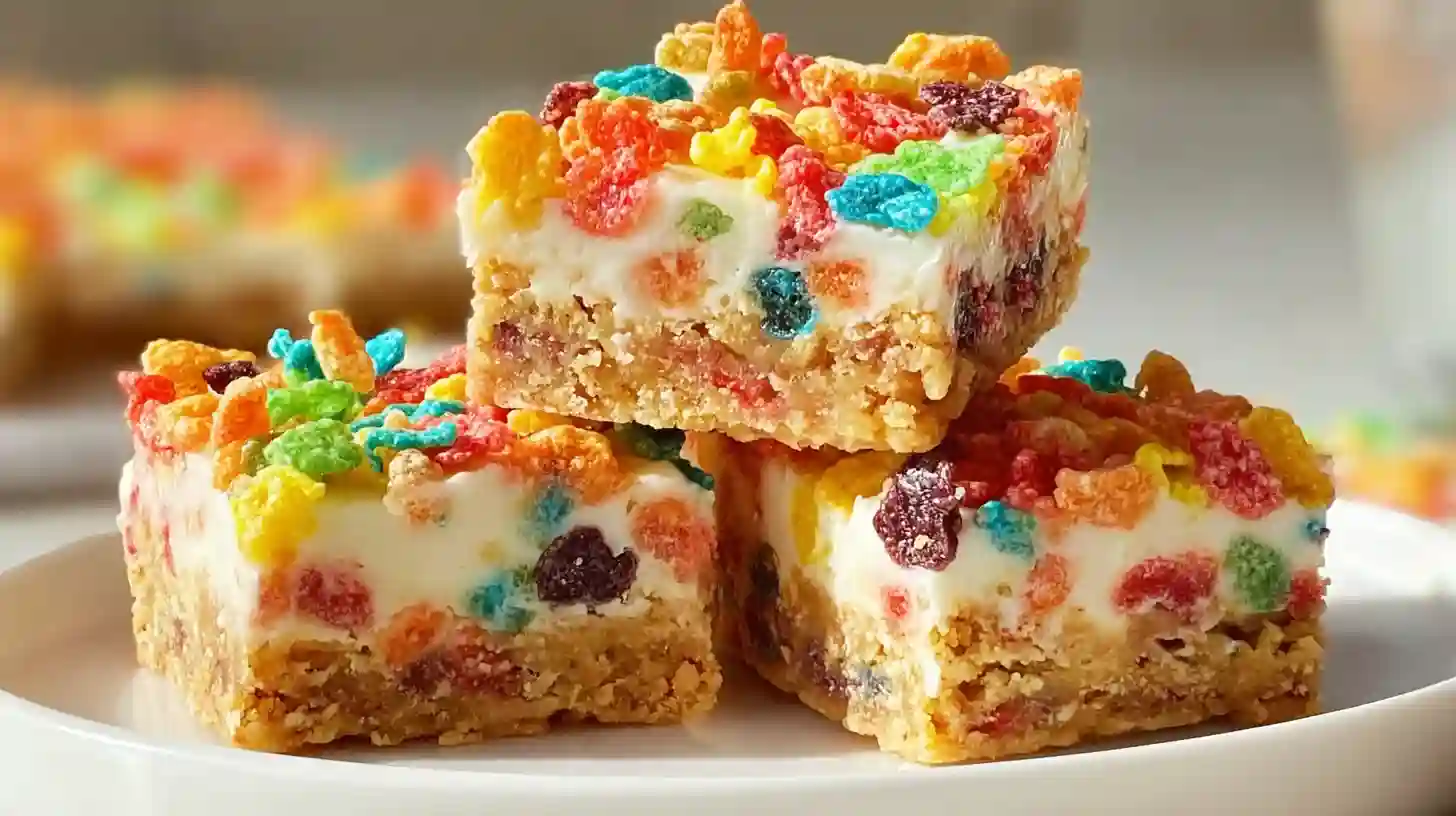 Fruity Pebbles Cookie Cheesecake Bars That Kids and Adults Love