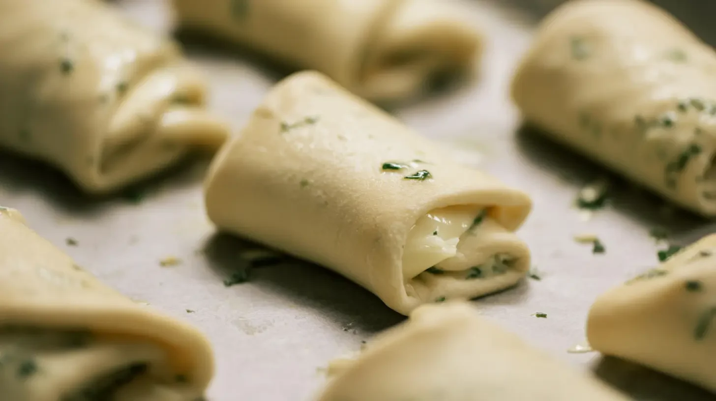 garlic-rollups-unbaked-tray cheesy garlic rollups ready for baking