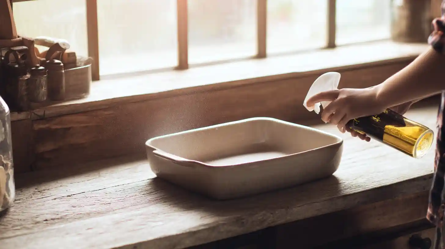 greasing-casserole-dish-comfort-food greasing casserole dish for budget-friendly comfort food recipe
