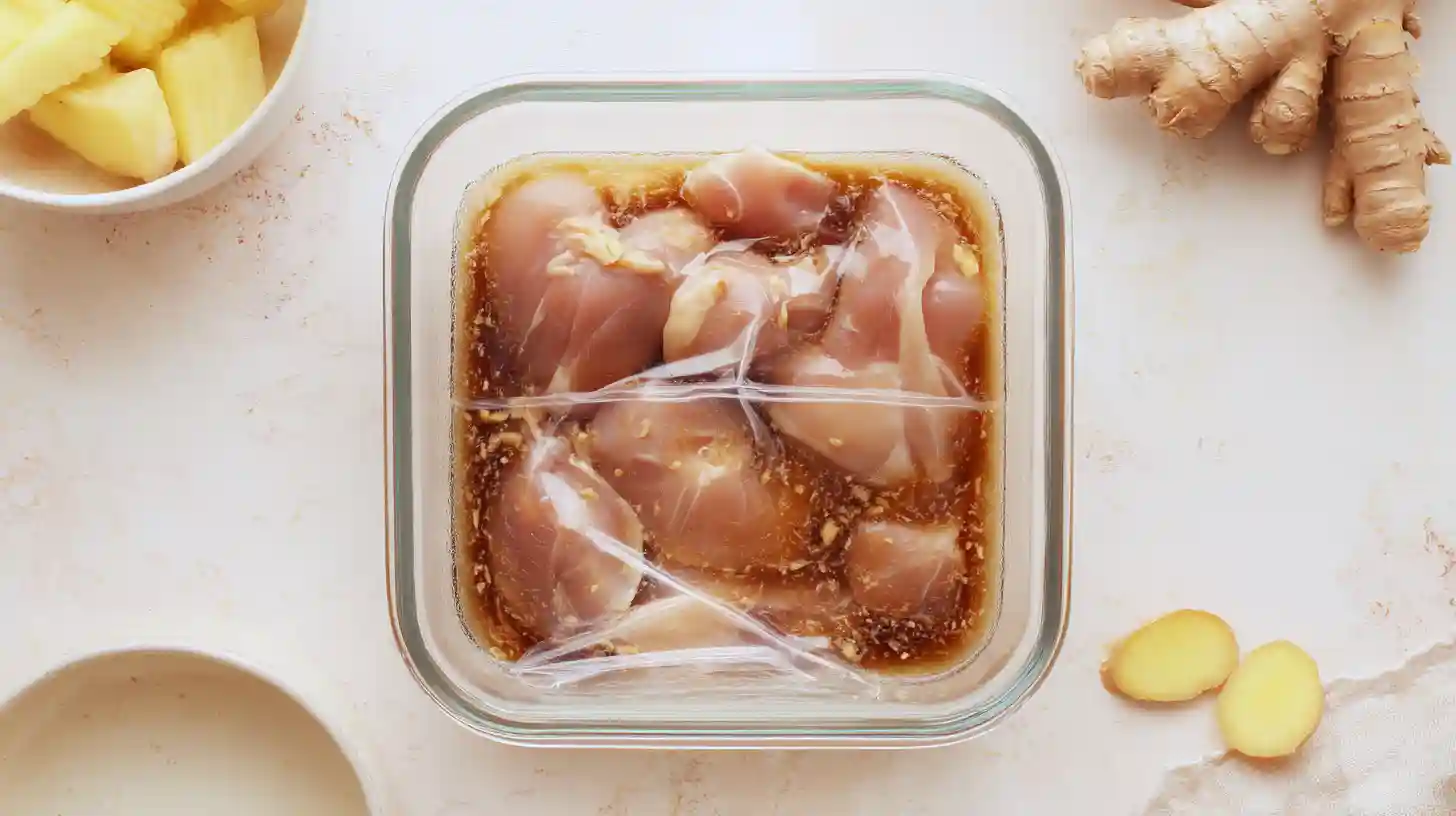 hawaiian-huli-huli-chicken-marinate-step Marinating chicken for Hawaiian Huli Huli Chicken Stack – perfect for easy tropical dinner ideas