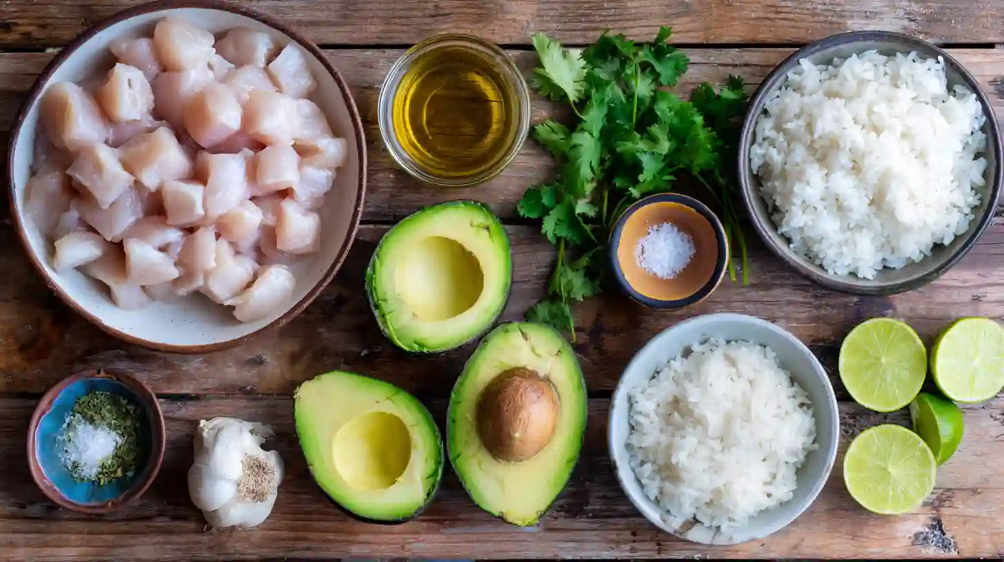 honey-lime-chicken-and-avocado-rice-stack-ingredients Honey Lime Chicken and Avocado Rice Stack ingredients – healthy high-protein low-carb dinner prep