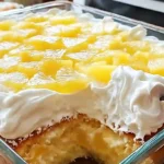 Spreading pineapple whipped topping over juicy pineapple heaven cake – easy chilled dessert for busy moms