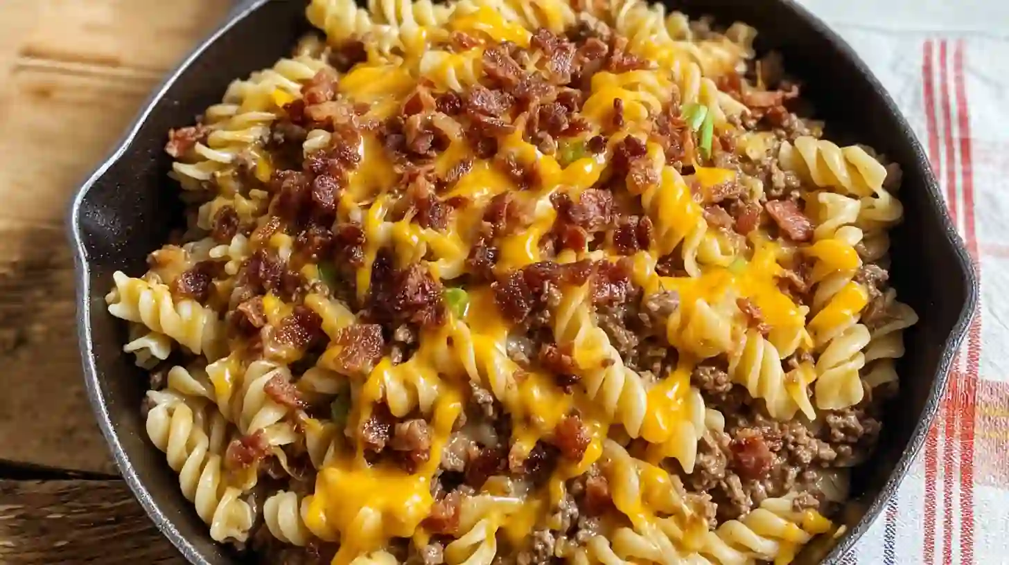 Loaded Bacon Cheeseburger Pasta Skillet – Easy, Cheesy
