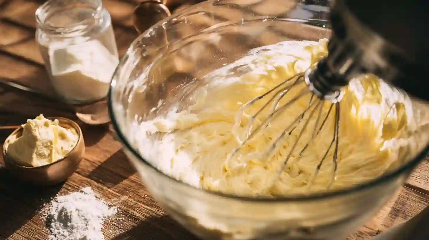 making-cream-cheese-frosting-hawaiian-carrot-cake Beating frosting for best Hawaiian carrot pineapple cake with cream cheese and butter.best cream cheese frosting for carrot cake